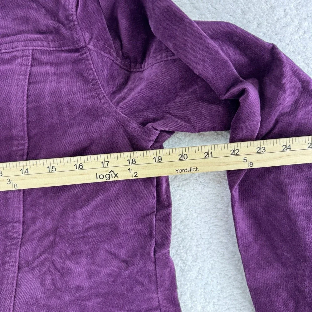 Denim & Co Stetch Velveteen Regular Long Jacket XSmall Deep Wine Purple